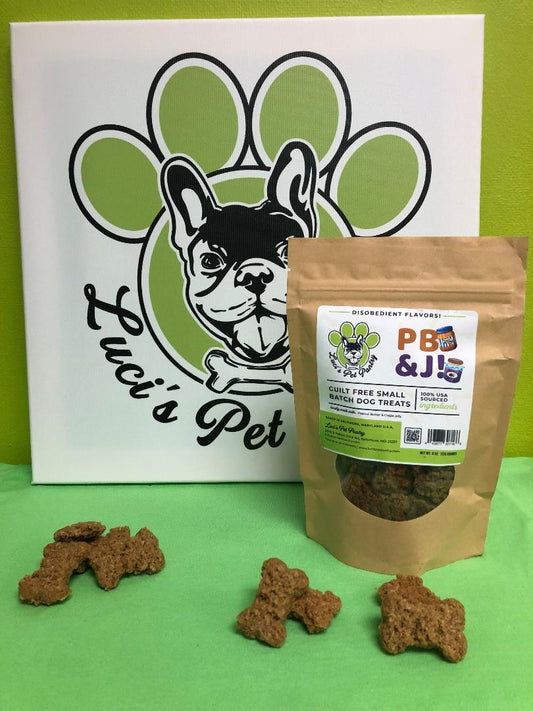 PB&J - All Natural "Peanut Butter" Dog & Puppy Treats - Disobedient Biscuits 6 oz. Pouch