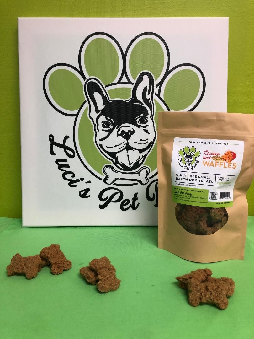 Chicken & Waffles - All Natural "Chicken" Dog & Puppy Treats - Disobedient Biscuits 6 oz. Pouch
