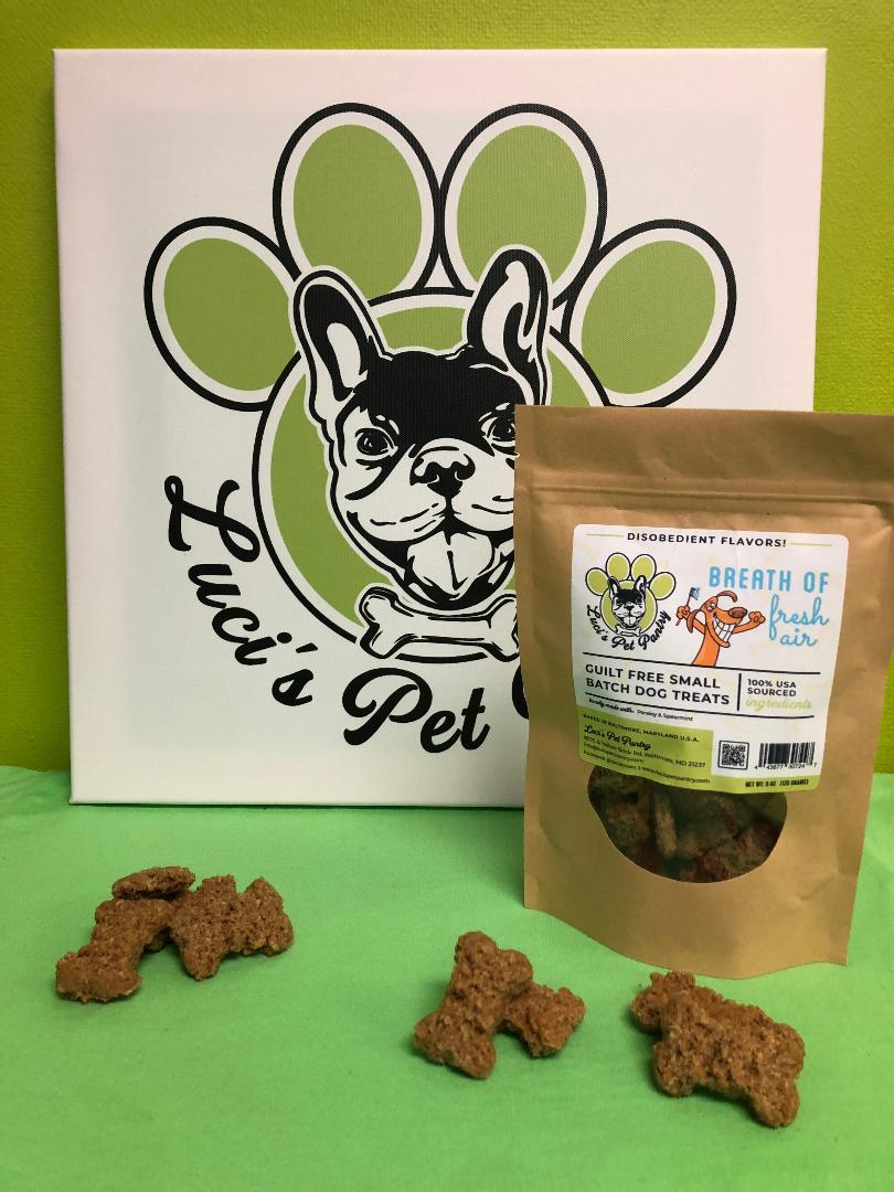 Breath of Fresh Air - All Natural "Spearmint & Parsley" Dog & Puppy Treats - Disobedient Biscuits 6 oz. Pouch