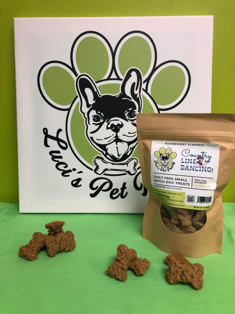 Country Line Dancing - All Natural "Chicken & Blueberry" Dog & Puppy Treats - Disobedient Biscuits 6 oz. Pouch