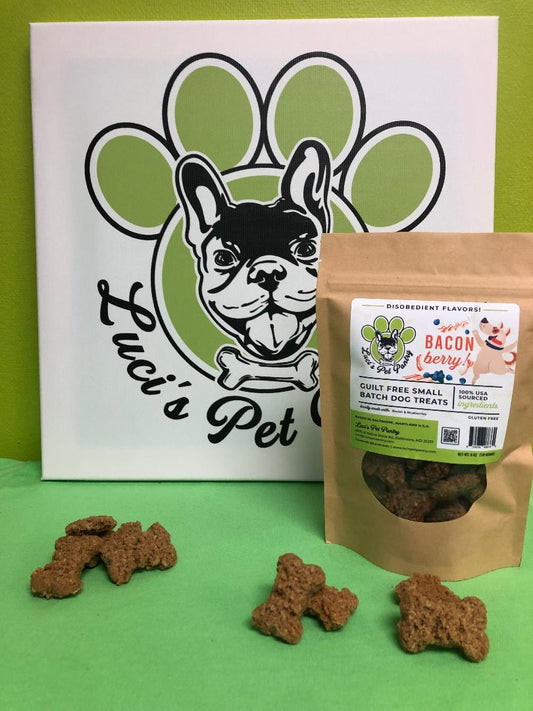 Bacon Berry - All Natural "Bacon & Blueberry" Dog & Puppy Treats - Disobedient Biscuits 6 oz. Pouch