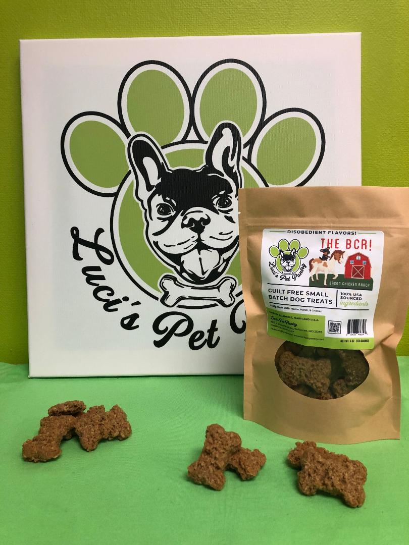The BCR - All Natural "Bacon Chicken Ranch" Dog & Puppy Treats - Disobedient Biscuits 6 oz. Pouch