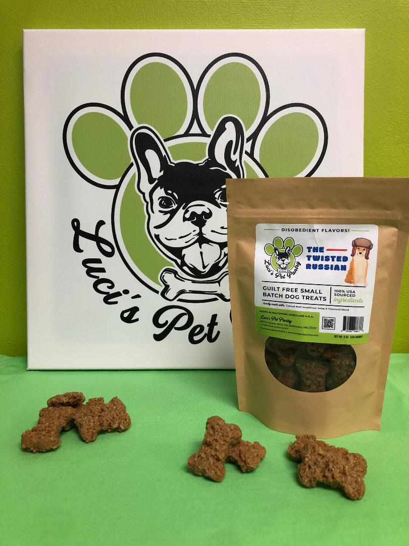 The Twisted Russian - All Natural "Reuben Sandwich" Dog & Puppy Treats - Disobedient Biscuits 6 oz. Pouch