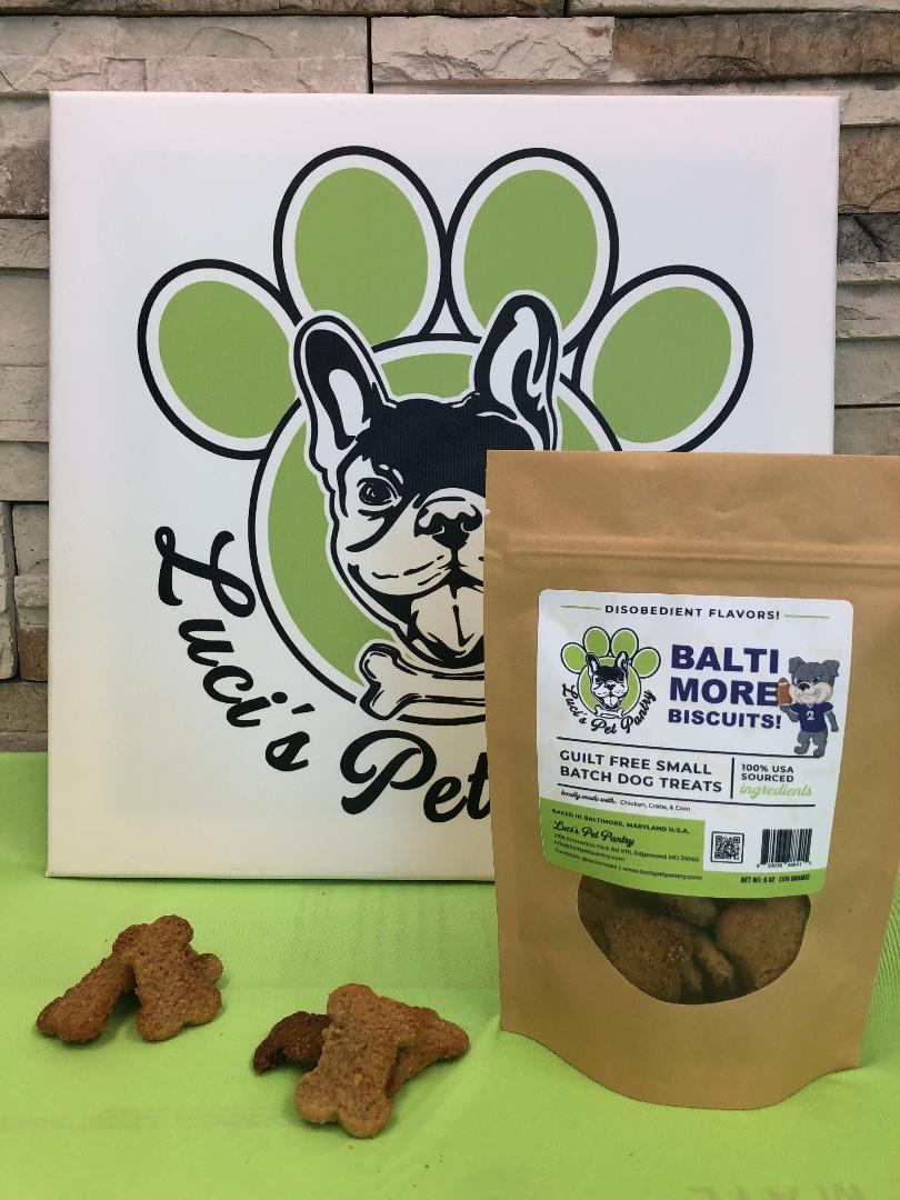Baltimore Biscuits - All Natural "Chicken, Crab, & Corn" Dog & Puppy Treats - Disobedient Biscuits 6 oz. Pouch