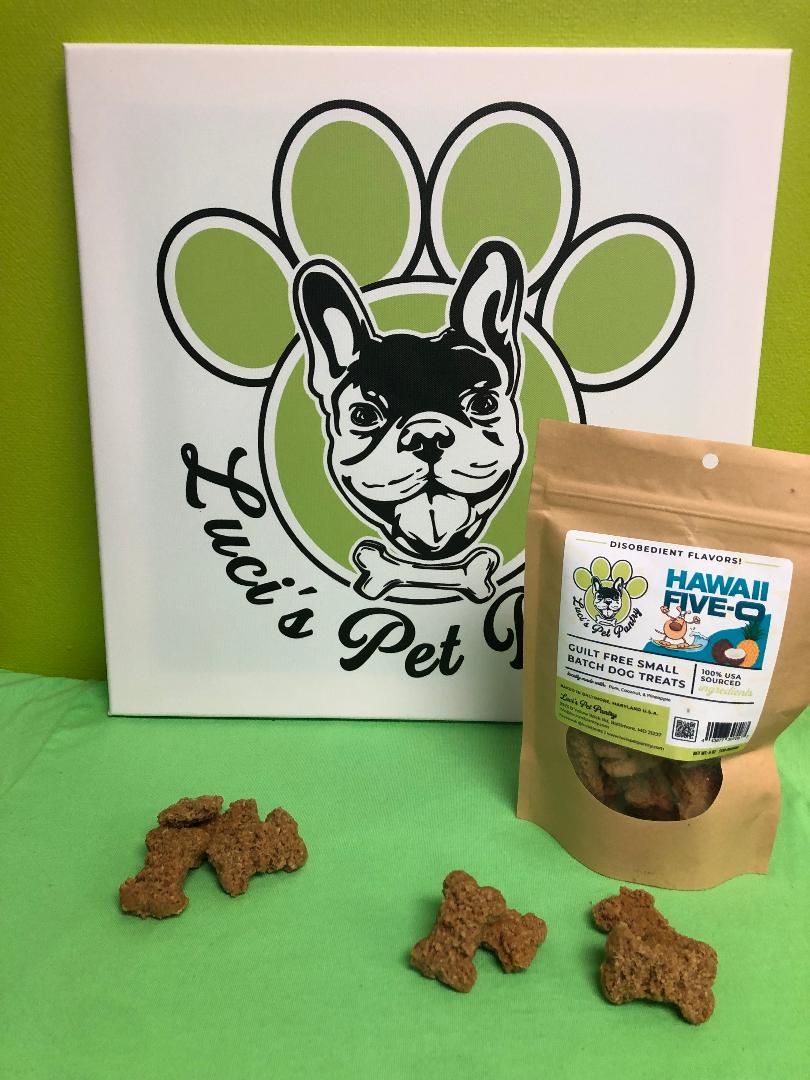 Hawaii Five-O - All Natural "Bacon, Pineapple, & Coconut" Dog & Puppy Treats - Disobedient Biscuits 6 oz. Pouch