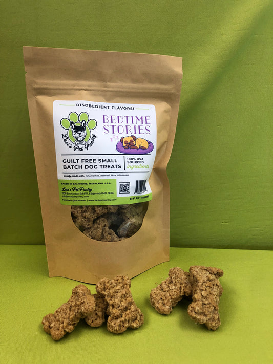 Bedtime Stories - All Natural Calming & Relaxing "Chamomile" Dog & Puppy Treats - Disobedient Biscuits! 6 oz. Pouch