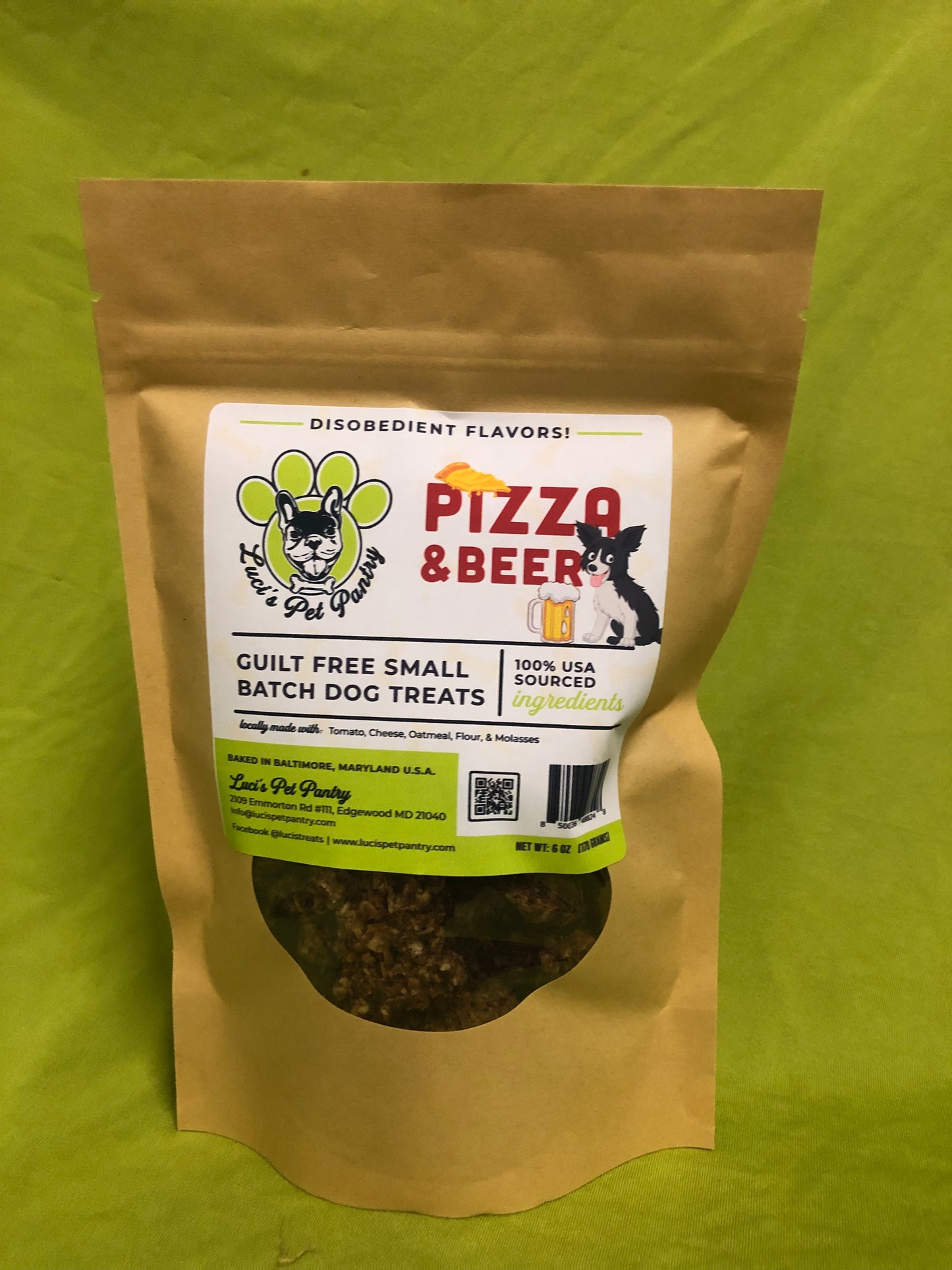 Bacon & Beer - All Natural Dog & Puppy Treats - Disobedient Biscuits! 6 oz. Pouch