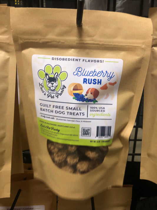 Blueberry Rush - All Natural "Blueberry" Dog & Puppy Treats - Disobedient Biscuits 6 oz. Pouch