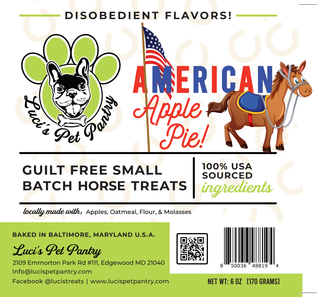 American Apple Pie - All Natural "Apple" Horse Treats - Disobedient Biscuits 6 oz. Pouch