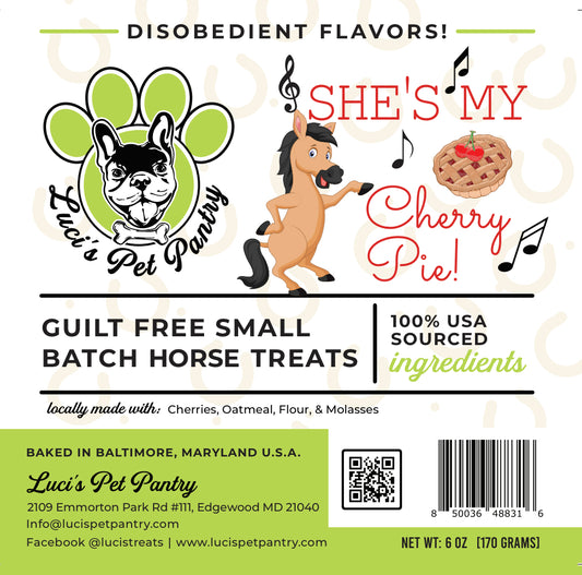 She's My Cherry Pie - All Natural "Cherry" Horse Treats - Disobedient Biscuits 6 oz. Pouch
