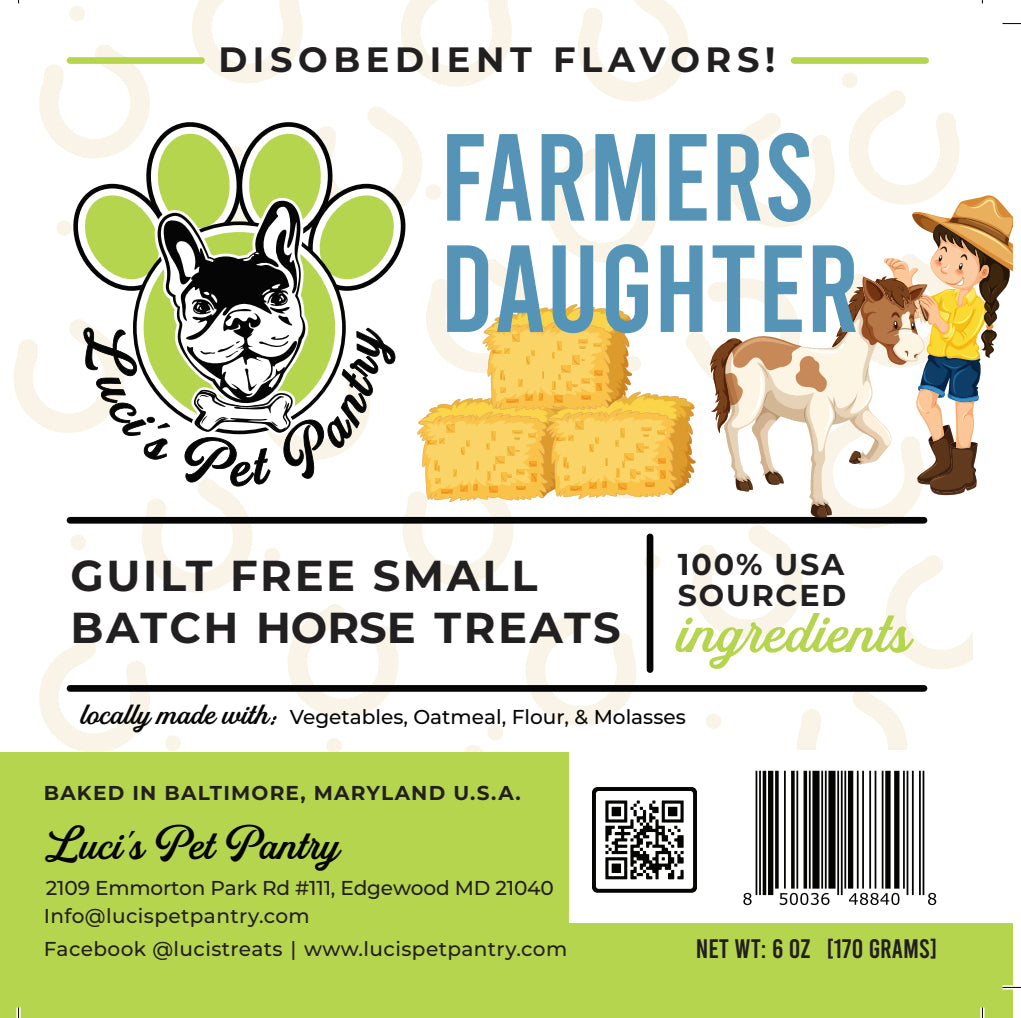Farmer's Daughter - All Natural "Vegetable" Horse Treats - Disobedient Biscuits 6 oz. Pouch
