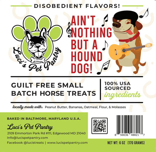 Ain't Nothing But A Hound Dog - All Natural "Banana & Peanut Butter" Horse Treats - Disobedient Biscuits 6 oz. Pouch