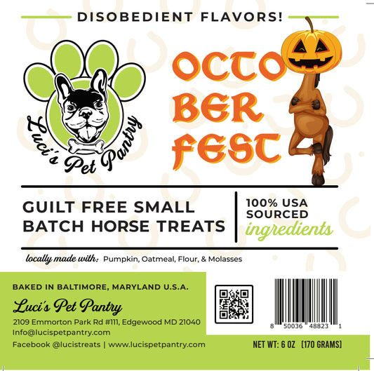 Octoberfest - All Natural "Pumpkin" Horse Treats - Disobedient Biscuits 6 oz. Pouch