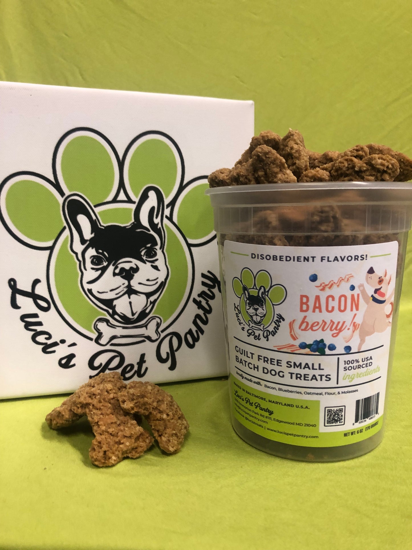 Bacon Berry - All Natural "Bacon & Blueberry" Dog & Puppy Treats - Disobedient Tub of Biscuits