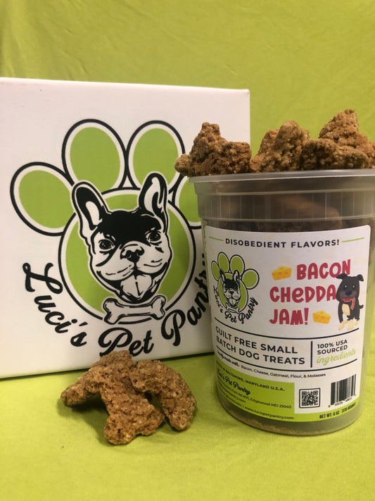Bacon Chedda - All Natural "Bacon & Cheddar" Dog & Puppy Treats - Disobedient Tub of Biscuits