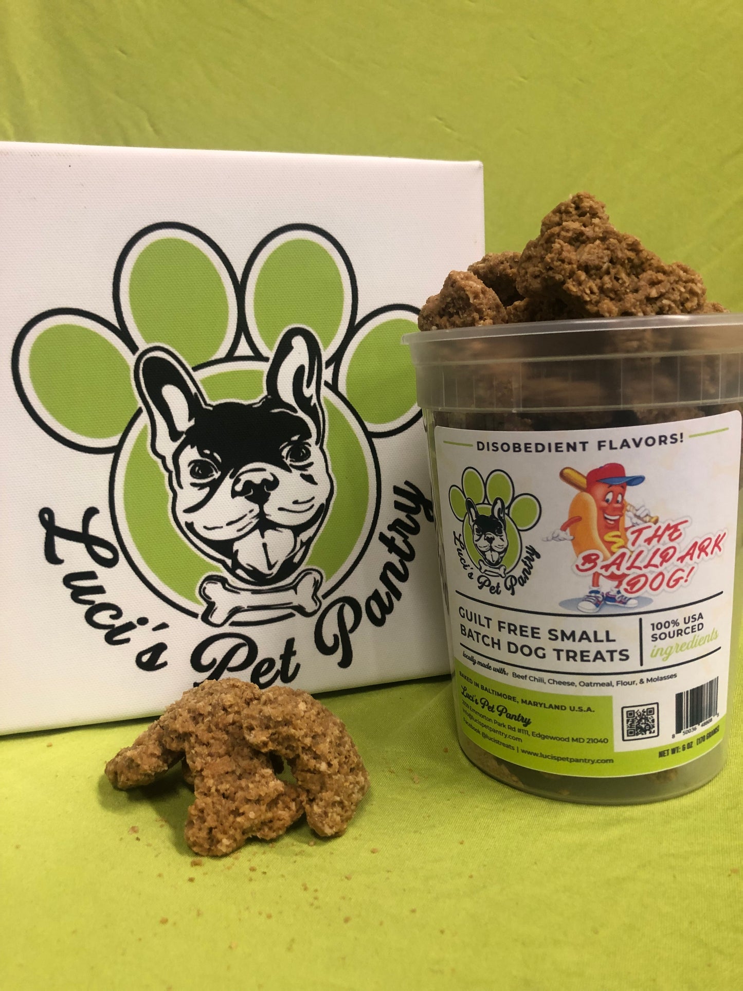 Ballpark Dog - All Natural "Beef Chili & Cheese" Dog & Puppy Treats - Disobedient Tub of Biscuits