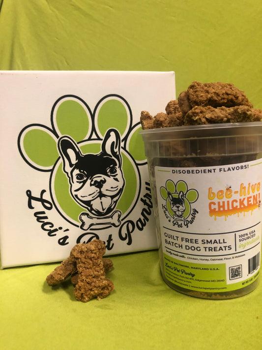 Beehive Chicken - All Natural "Honey Chicken" Dog & Puppy Treats - Disobedient Tub of Biscuits