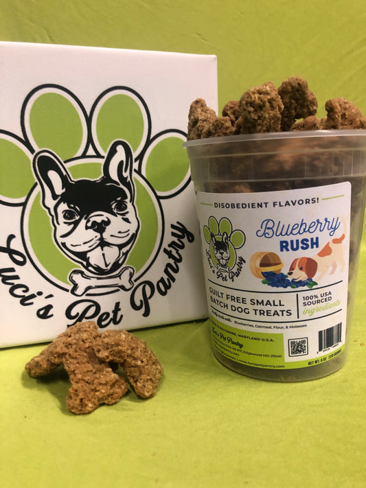 Blueberry Rush - All Natural "Blueberry" Dog & Puppy Treats - Disobedient Tub of Biscuits