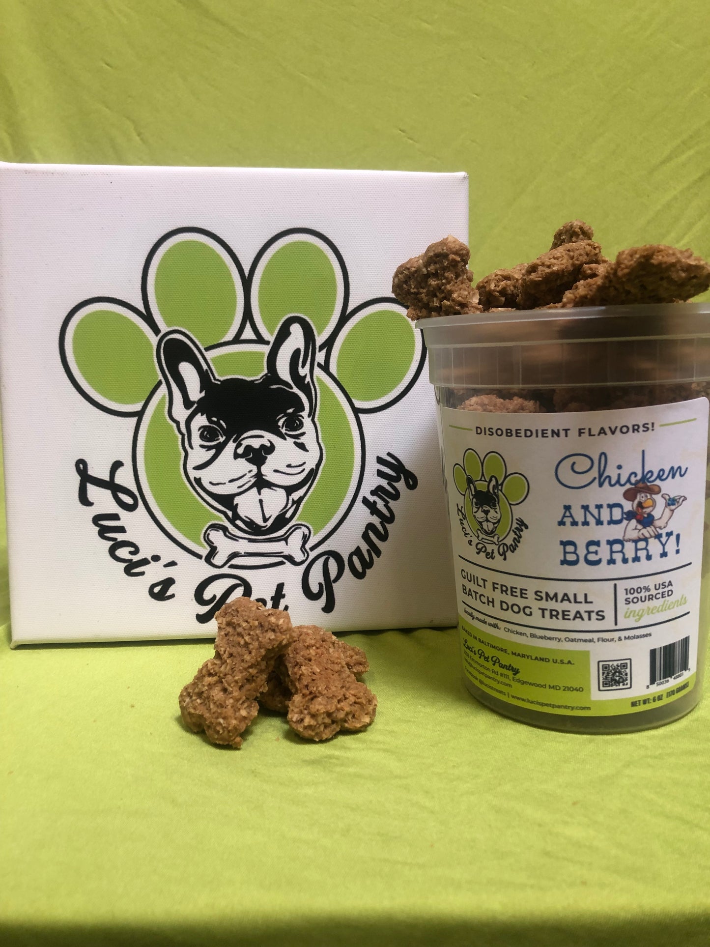 Chicken Berry - All Natural "Chicken & Blueberry" Dog & Puppy Treats - Disobedient Tub of Biscuits
