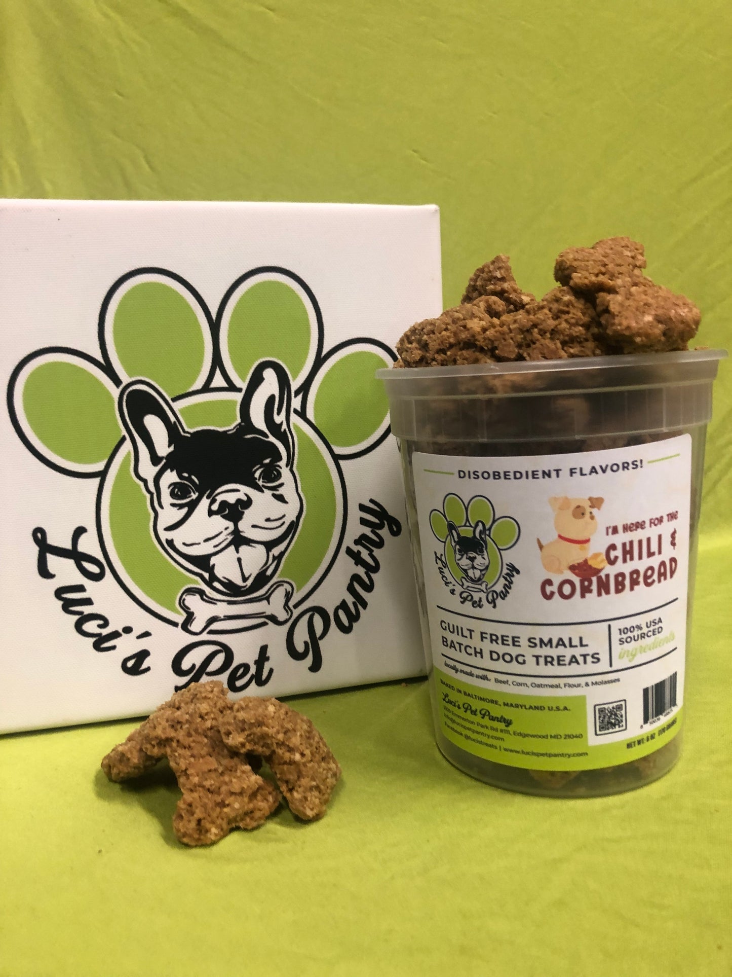 You Can't Have My Chili & Cornbread - All Natural "Beef & Corn" Dog & Puppy Treats - Disobedient Tub of Biscuits