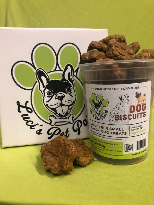 Large Paw Print Biscuits - All Natural "Assorted Flavors" Dog & Puppy Treats - Disobedient Tub of Biscuits