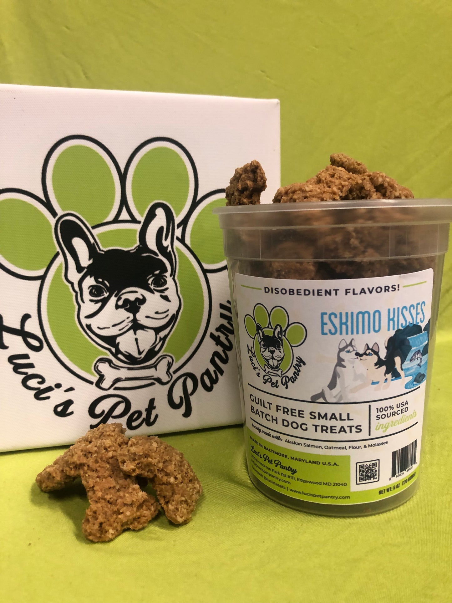 Eskimo Kisses - All Natural "Salmon" Dog & Puppy Treats - Disobedient Tub of Biscuits