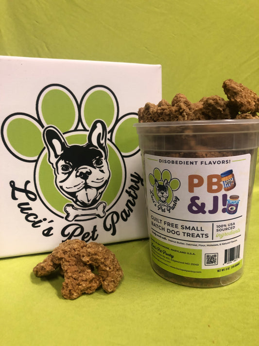 PB&J - All Natural "Peanut Butter" Dog & Puppy Treats - Disobedient Tub of Biscuits