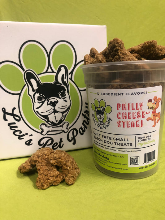 Philly Cheesesteak - All Natural "Steak & Cheese" Dog & Puppy Treats - Disobedient Tub of Biscuits