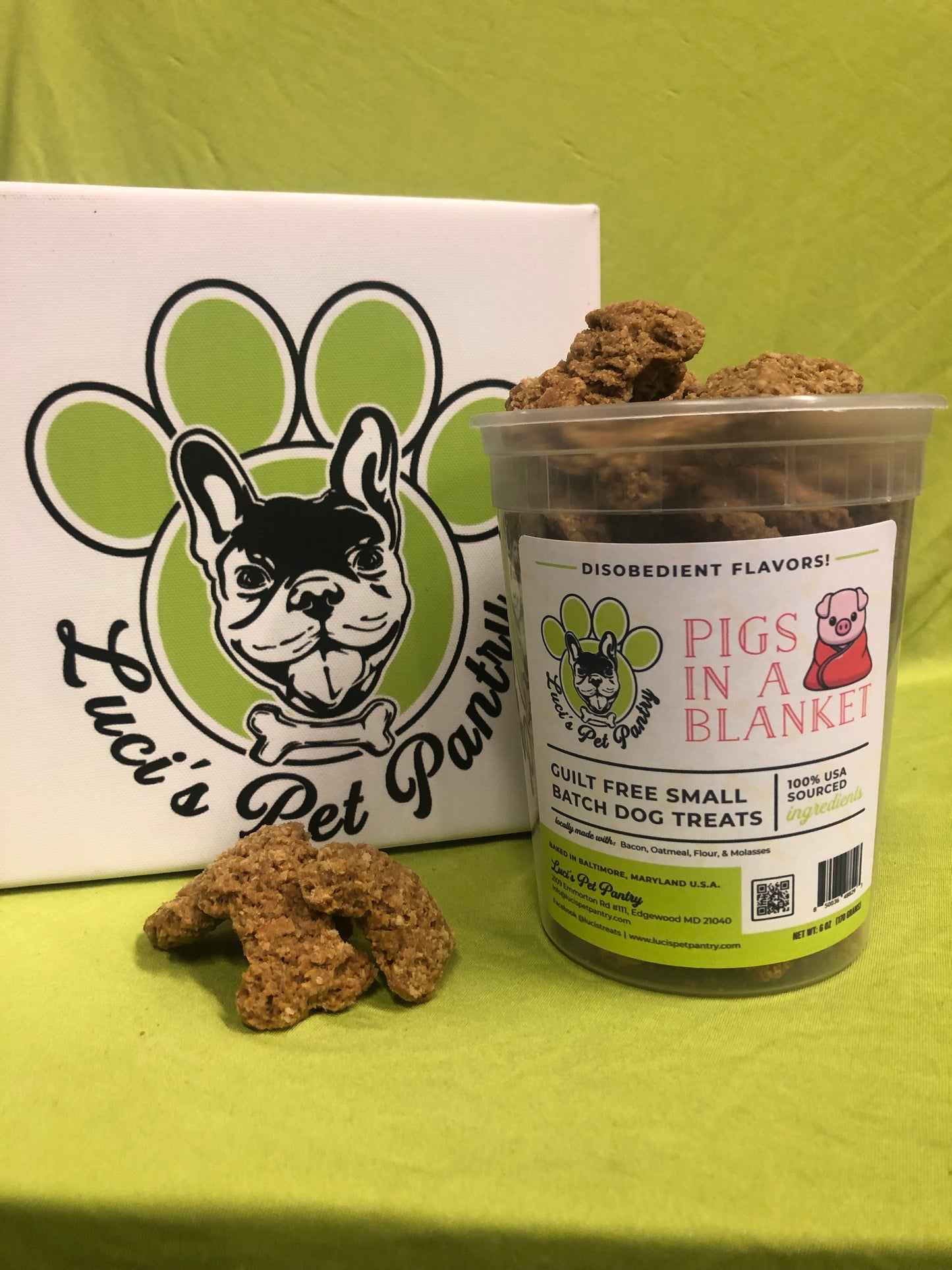 Pigs In A Blanket - All Natural "Bacon & Ham" Dog & Puppy Treats - Disobedient Tub of Biscuits