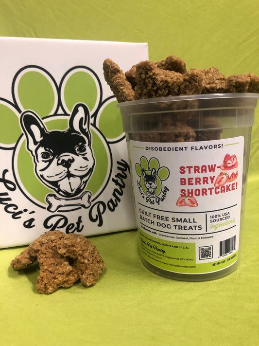 Strawberry Shortcake - All Natural "Strawberry" Dog & Puppy Treats - Disobedient Tub of Biscuits