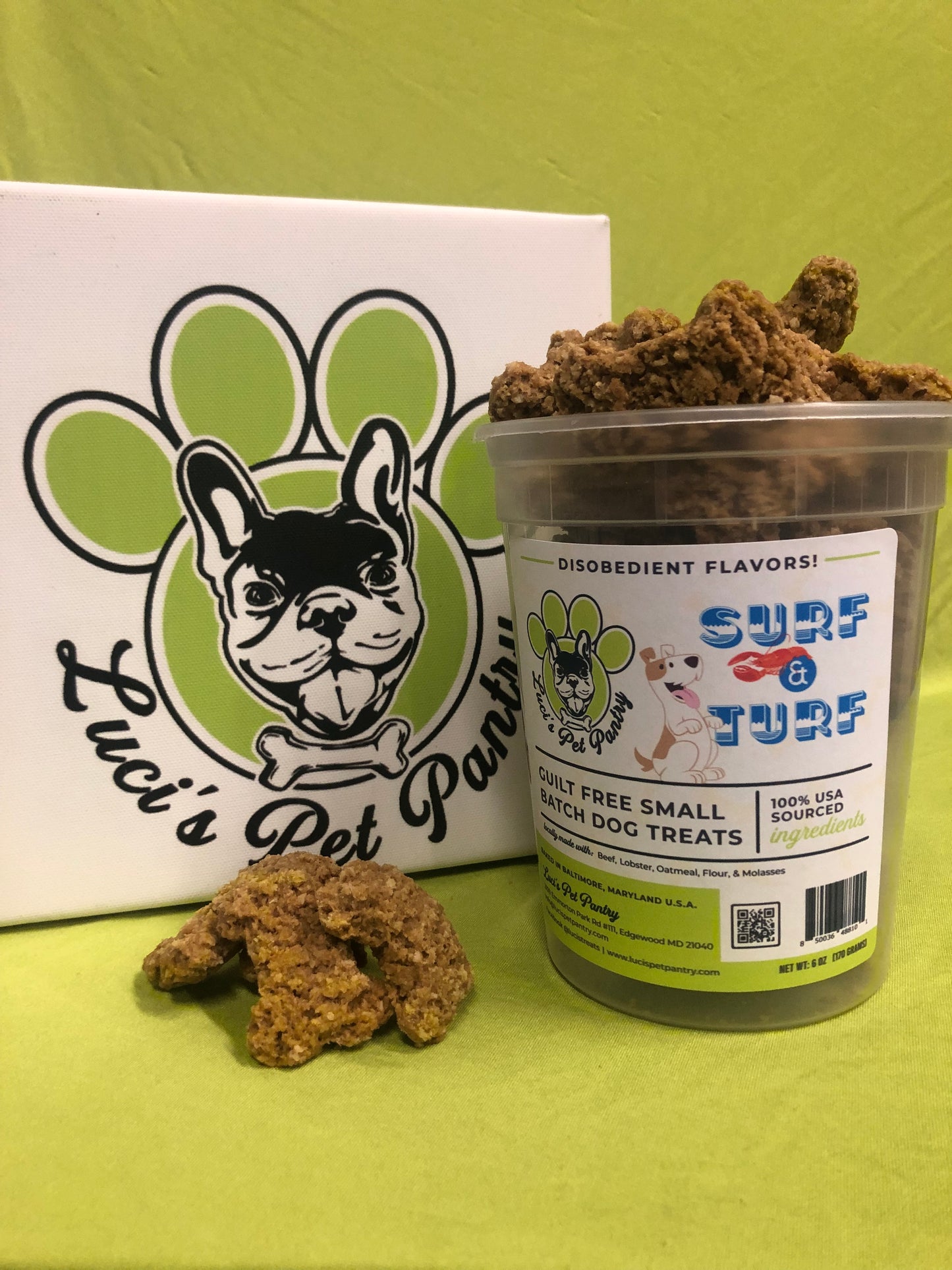 Surf & Turf - All Natural "Steak & Lobster" Dog & Puppy Treats - Disobedient Tub of Biscuits