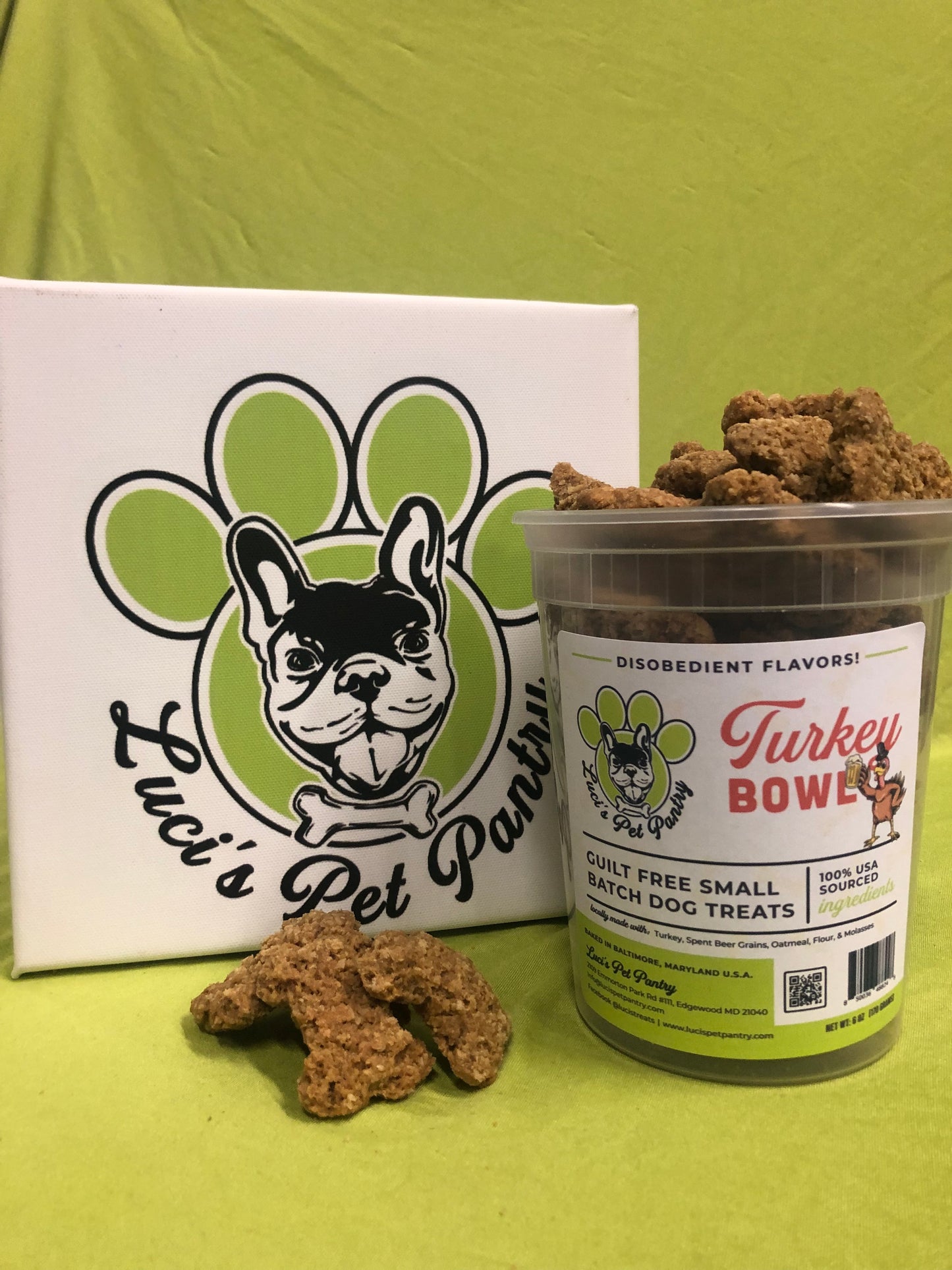 Turkey Bowl - All Natural "Turkey & Spent Beer Grains" Dog & Puppy Treats - Disobedient Tub of Biscuits