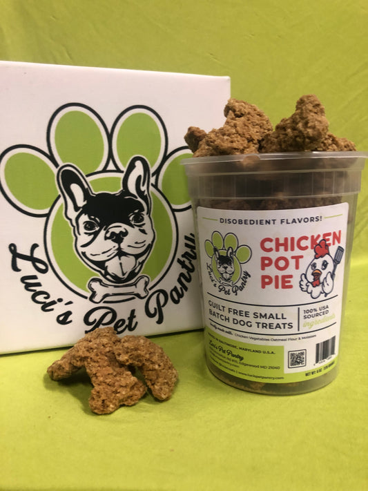 Chicken Pot Pie - All Natural "Chicken & Vegetables" Dog & Puppy Treats - Disobedient Tub of Biscuits