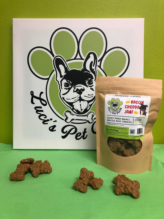 Bacon Chedda Jam - All Natural "Bacon & Cheddar" Dog & Puppy Treats - Disobedient Biscuits 6 oz. Pouch