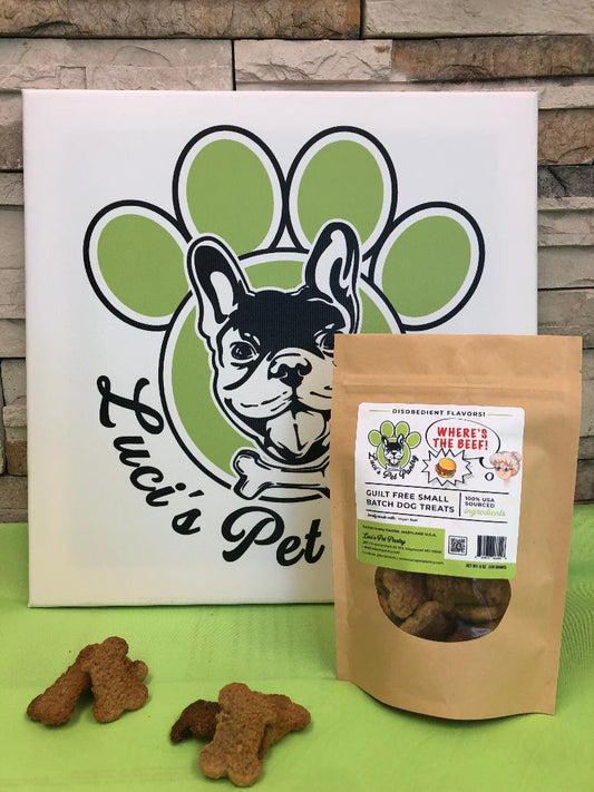 Where's The Beef - All Natural "Vegan Beef" Dog & Puppy Treats - Disobedient Biscuits 6 oz. Pouch