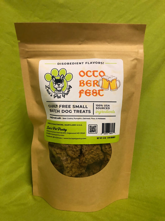 Octoberfest - All Natural Pumpkin & Beer Dog & Puppy Treats - Disobedient Biscuits! 6 oz. Pouch