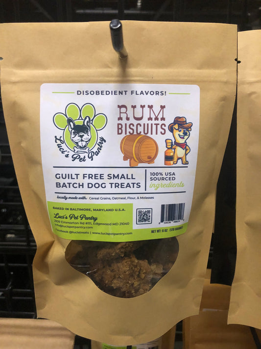 Rum Biscuits - All Natural "Cereal Grains" Dog & Puppy Treats - Disobedient Biscuits 6 oz. Pouch