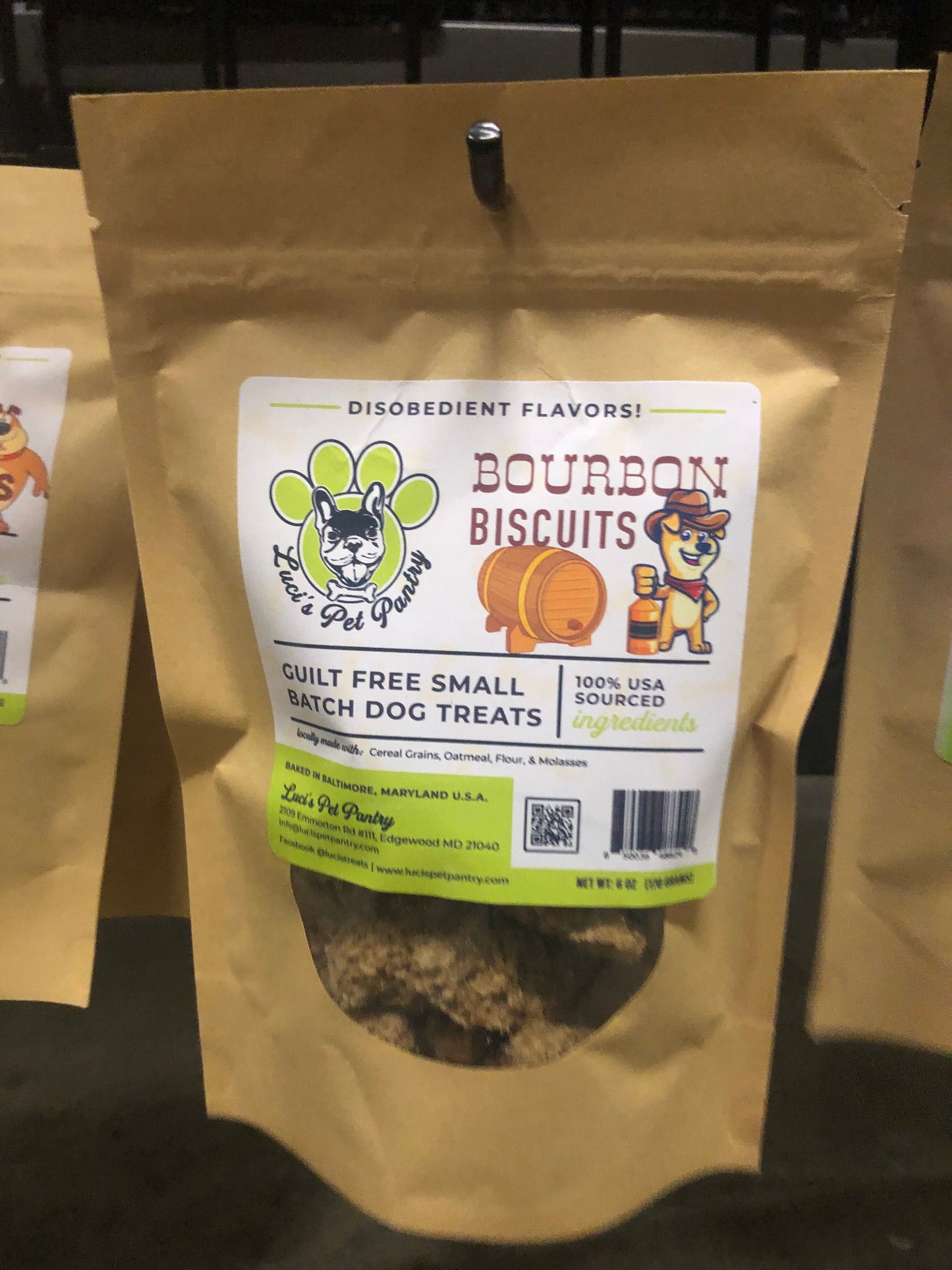 Whiskey Biscuits - All Natural "Cereal Grains" Dog & Puppy Treats - Disobedient Biscuits 6 oz. Pouch