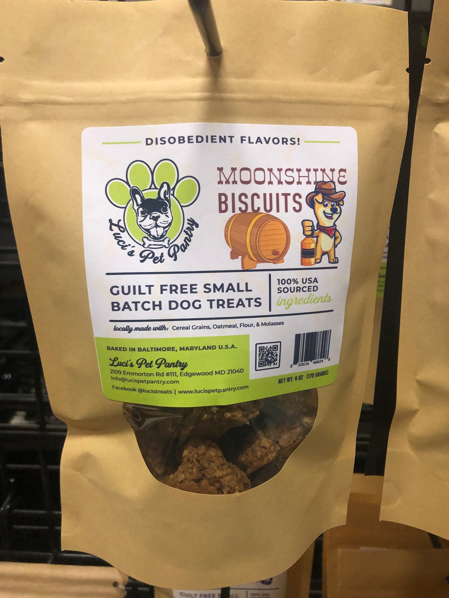 Whiskey Biscuits - All Natural "Cereal Grains" Dog & Puppy Treats - Disobedient Biscuits 6 oz. Pouch