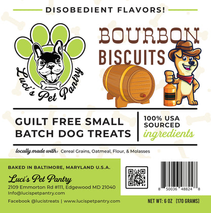 Bourbon Biscuits - All Natural "Cereal Grains" Dog & Puppy Treats - Disobedient Biscuits 6 oz. Pouch