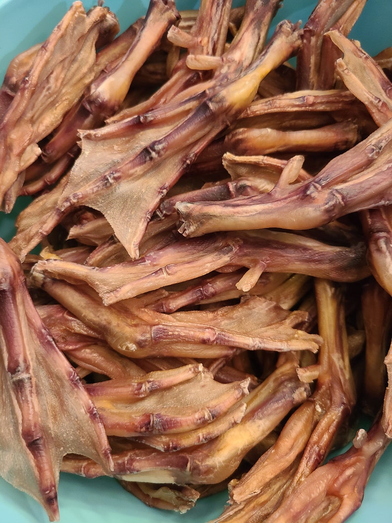 All Natural Duck Feet Dog Chews with Natural Glucosamine (Joints) & Collagen (Skin). 3 Pack Pouch
