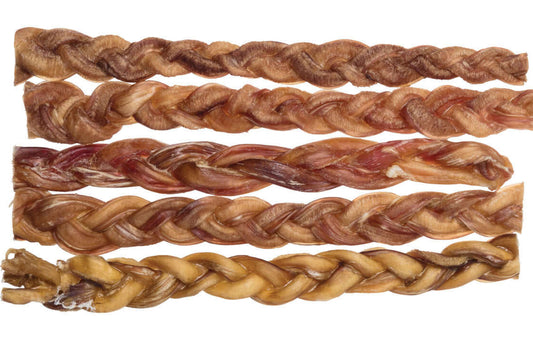 All Natural 6" Braided Bully Sticks: NO Rawhide! Protein Enriched Dog & Puppy Chew Sticks