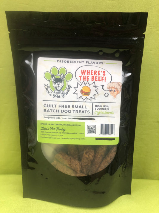 Vegan Beef Sticks - All Natural Single Ingredient Dog & Puppy Jerky Treats - 2 oz. Pouch