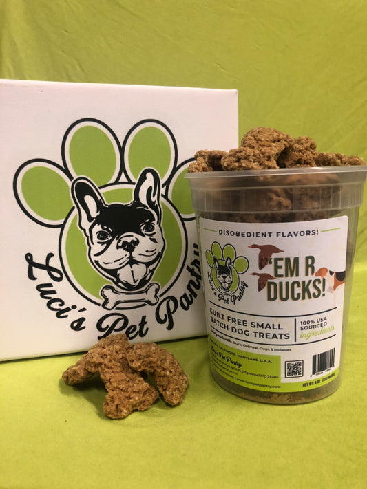 'Em R Ducks - All Natural "Duck" Dog & Puppy Treats - Disobedient Tub of Biscuits
