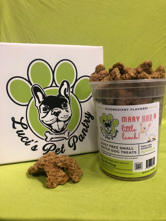 Mary Had A Little Lamb - All Natural "Lamb" Dog & Puppy Treats - Disobedient Tub of Biscuits