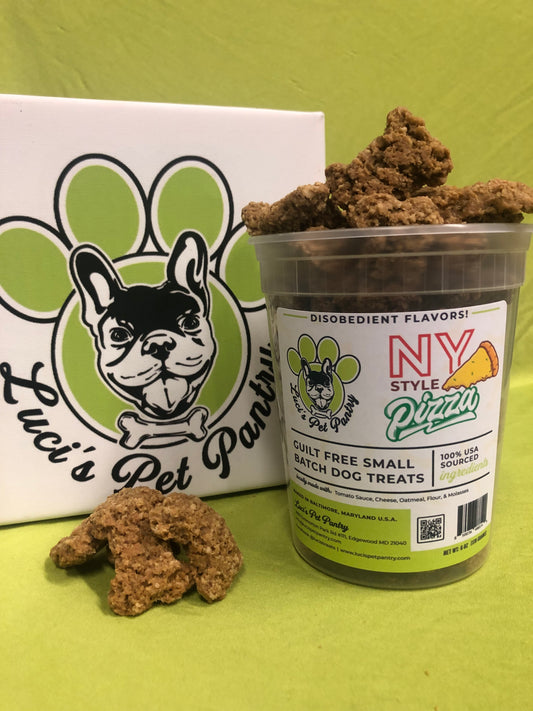 NY Style Pizza - All Natural "Tomato & Cheese" Dog & Puppy Treats - Disobedient Tub of Biscuits
